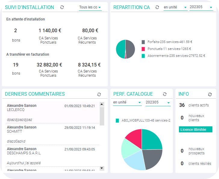 Image du suivi des opérations dans le logiciel gentel